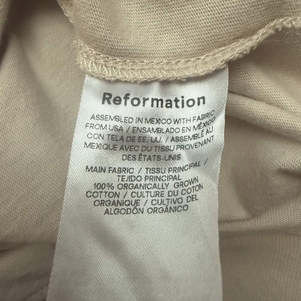 Reformation Tan Organic Cotton Longer Line Tee Size S - Picture 10 of 10